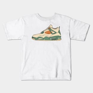 Step Up Your Style, Step Up the Planet: Beige Brown and Green Sneakers Kids T-Shirt